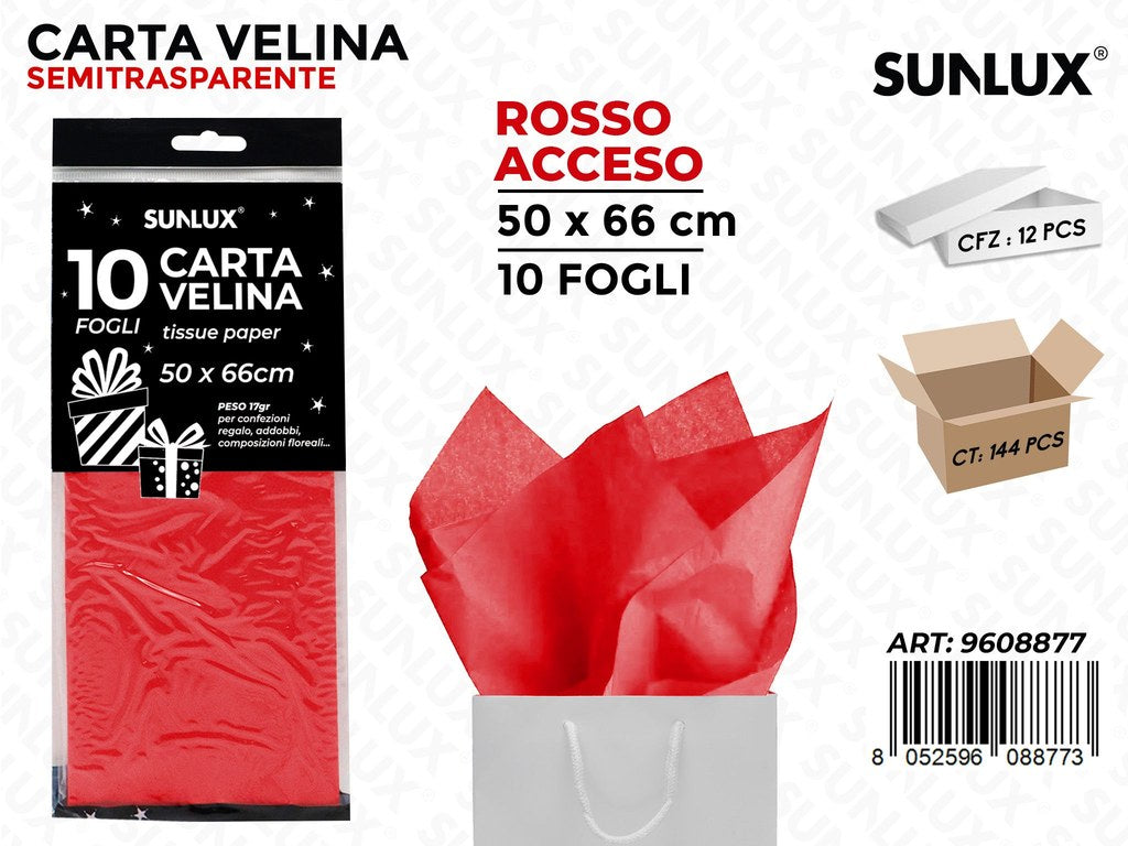 Sunlux Carta Velina Rosso Acceso 50*66CM 10FF
