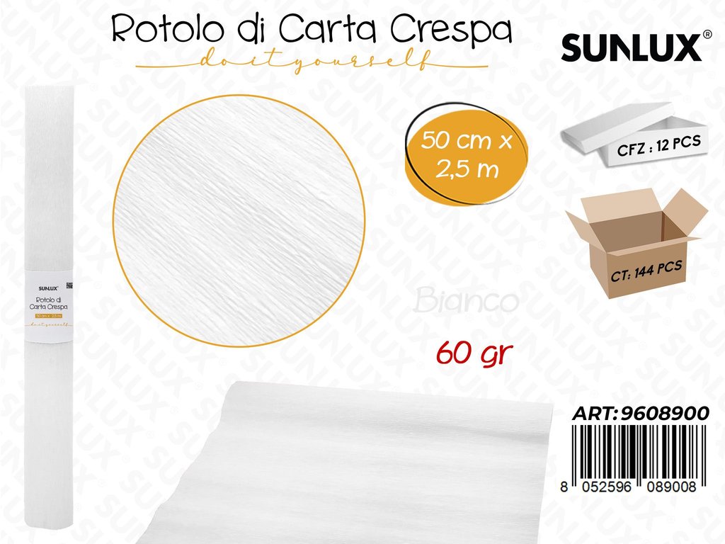 Sunlux Rot. Carta Crespa Bianco 60GR 50CM*2.5MT