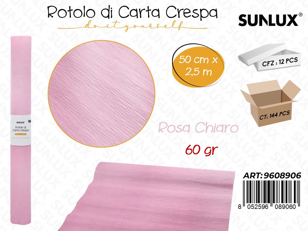 Sunlux Rot. Carta Crespa Rosa Ch. 60GR 50CM*2.5MT
