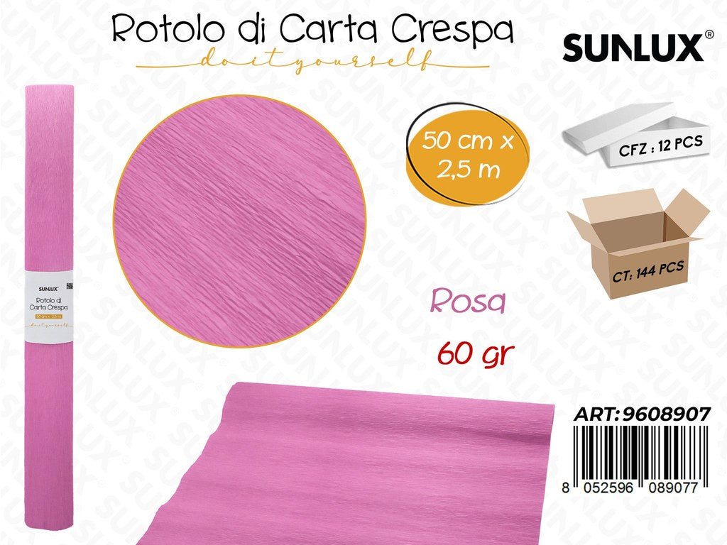 Sunlux Rot. Carta Crespa Rosa 60GR 50CM*2.5MT