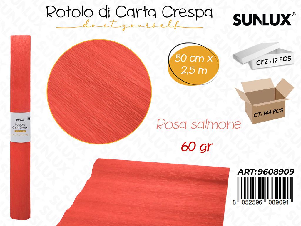 Sunlux Rot. Carta Crespa Rosa Sal. 60GR 50CM*2.5MT