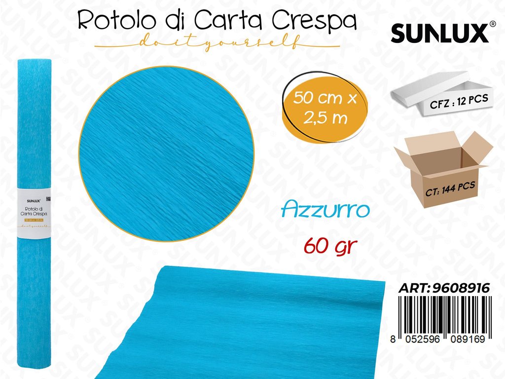 Sunlux Rot. Carta Crespa Azzurro 60GR 50CM*2.5MT