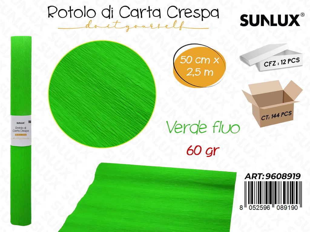 Sunlux Rot. Carta Crespa Ve. Fluo 60GR 50CM*2.5MT