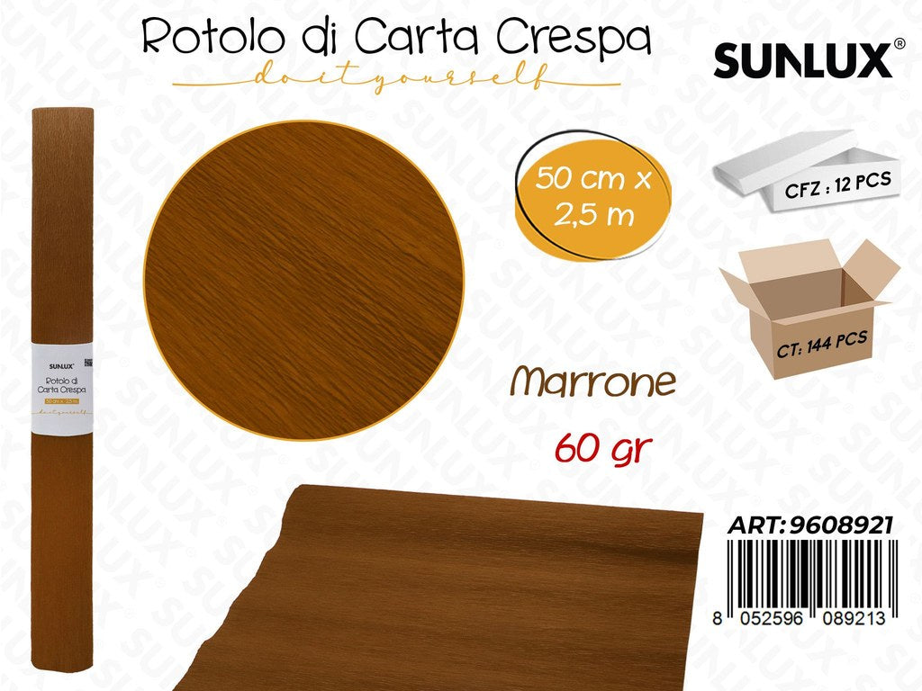 Sunlux Rot. Carta Crespa Marrone 60GR 50CM*2.5MT