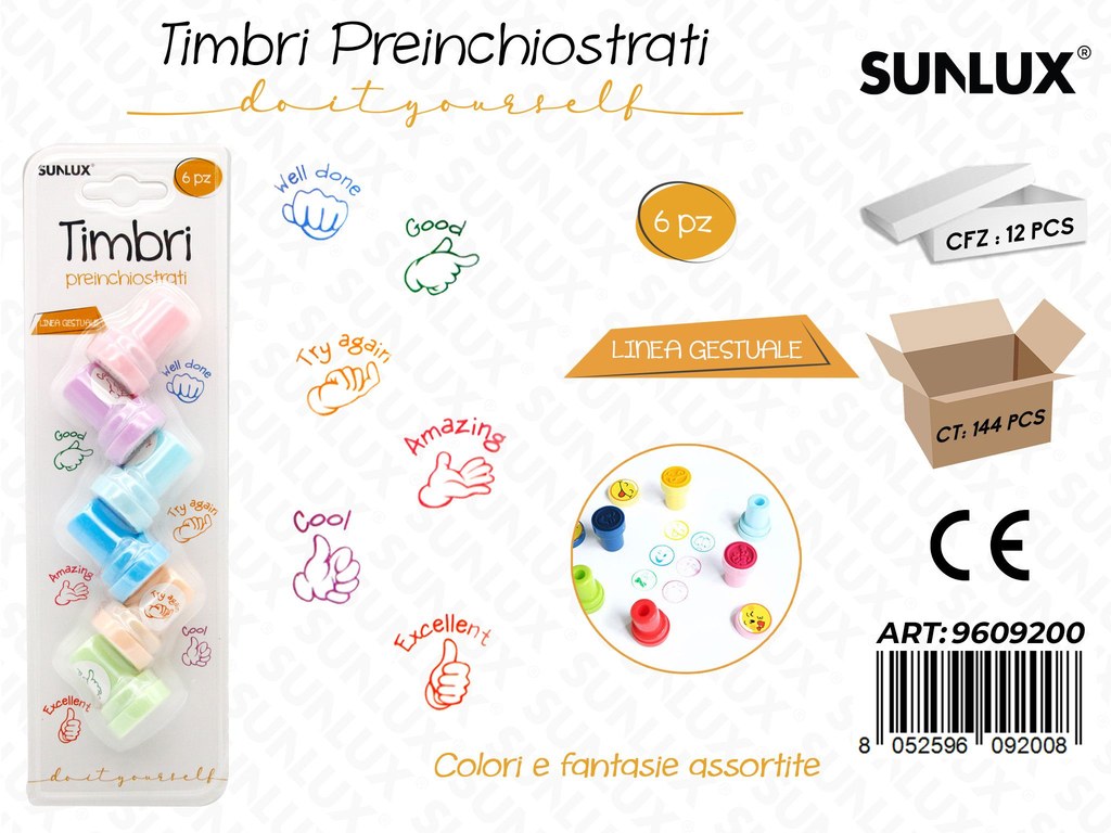 Sunlux Timbri Preinchiostrati L. Gestuale 6PCS