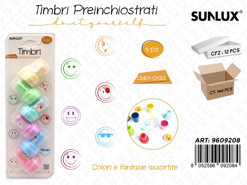 Sunlux Timbri Preinchiostrati L. Smile 6PCS Ass.