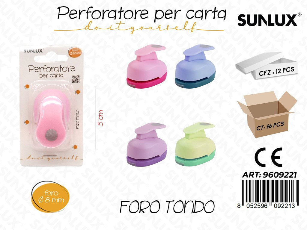 Sunlux Perforatore per Carta 5CM Col. Foro 8MM Ass.