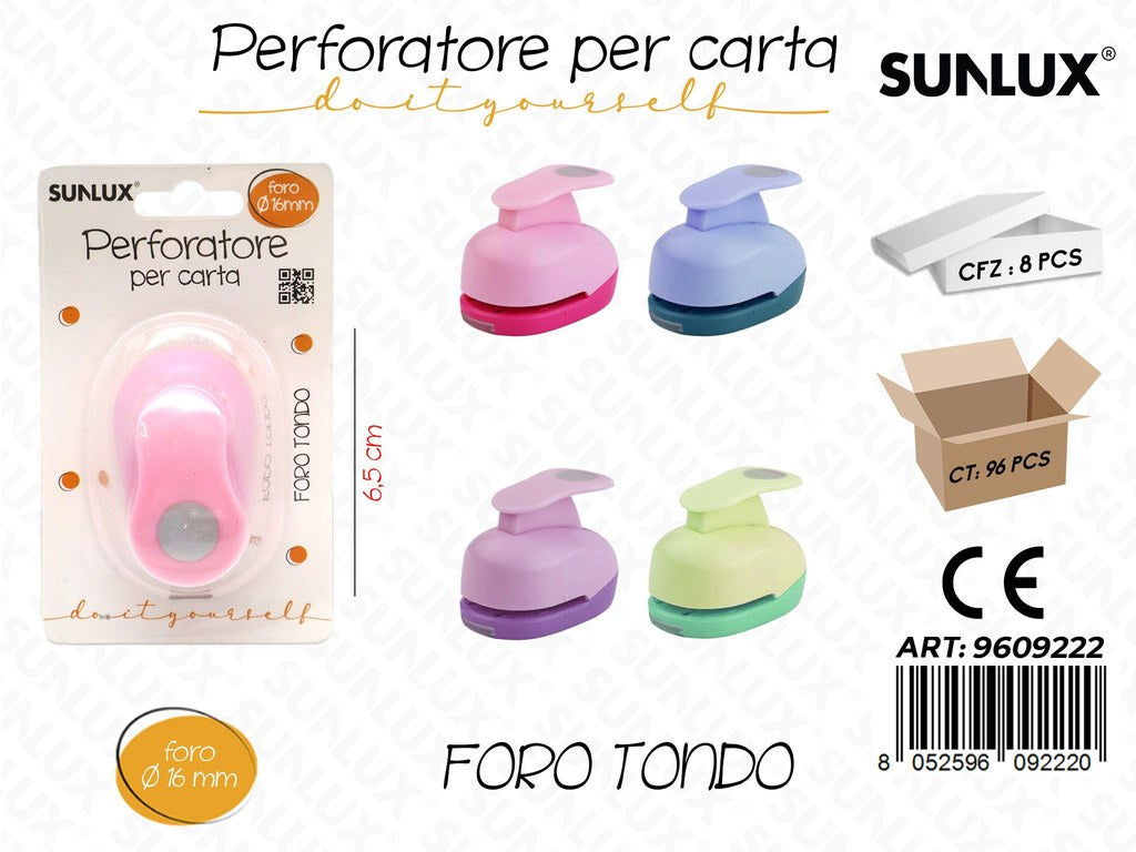 Sunlux Perforatore per Carta 6.5CM Col. Foro 16MM Ass.