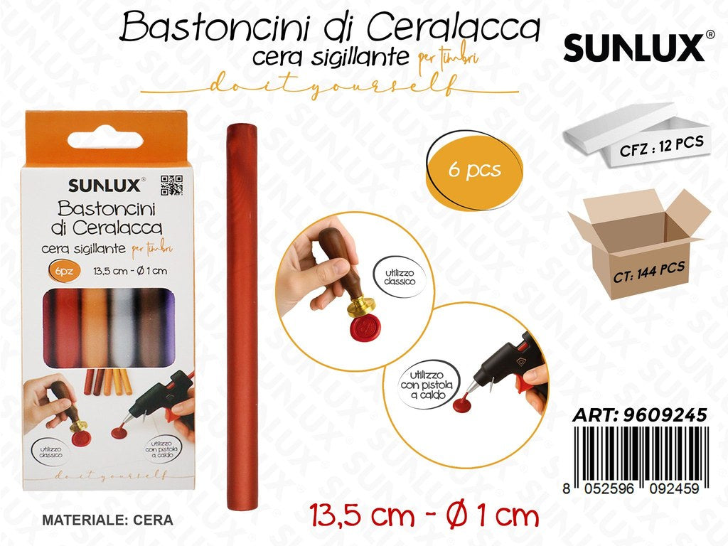 Sunlux Bastoncini di Ceralacca Col. Metal 6PCS 13.5*1CM