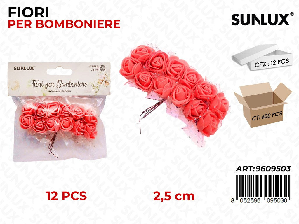 Sunlux Fiori Bomboniere Rossa 12PCS 2.5CM