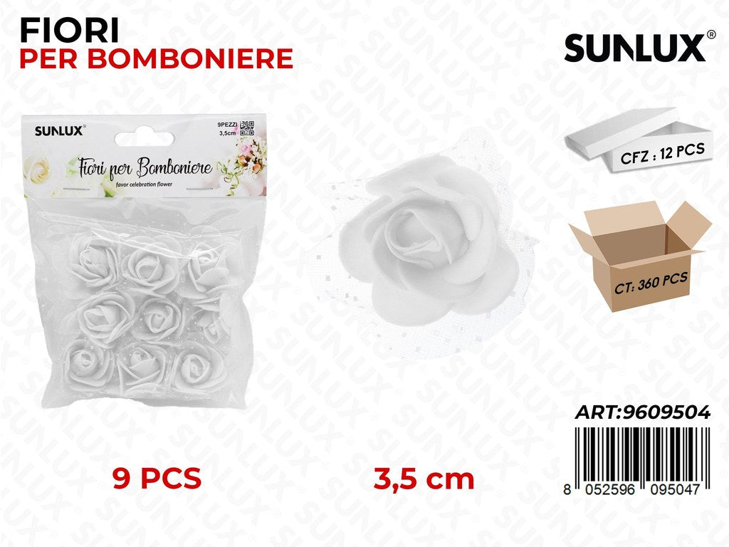 Sunlux Fiori Bomboniere Bianco 9PCS 3.5CM