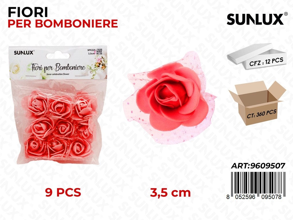Sunlux Fiori Bomboniere Rosso 9PCS 3.5CM