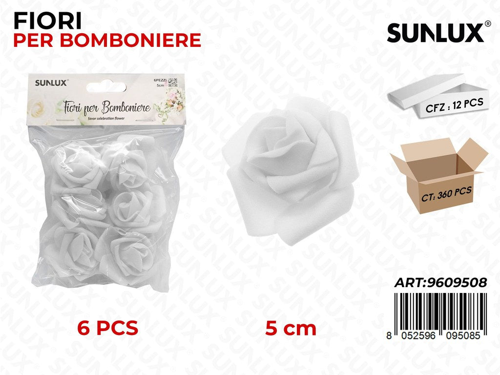 Sunlux Fiori Bomboniere Bianco 6PCS 5CM