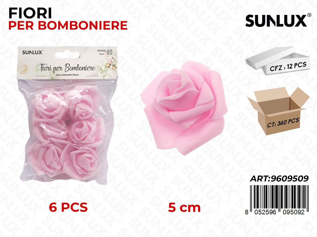 Sunlux Fiori Bomboniere Rosa 6PCS 5CM