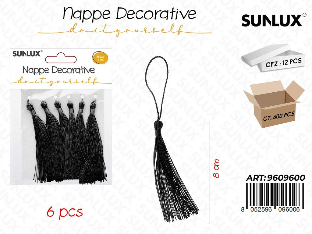 Sunlux Nappe Dec. Nero 6PCS 8CM