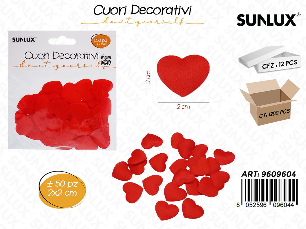 Sunlux Cuori Dec. Rosso 50PCS 2*2CM