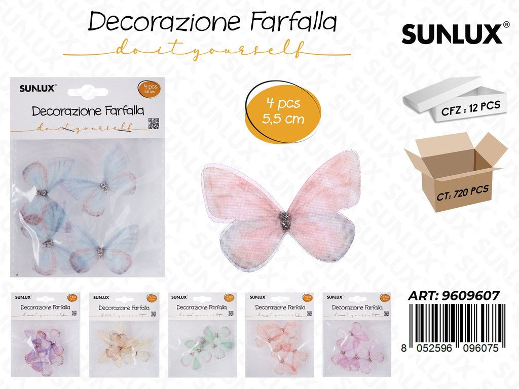 Sunlux Dec. Farfalla Ass. 4PCS 5.5CM