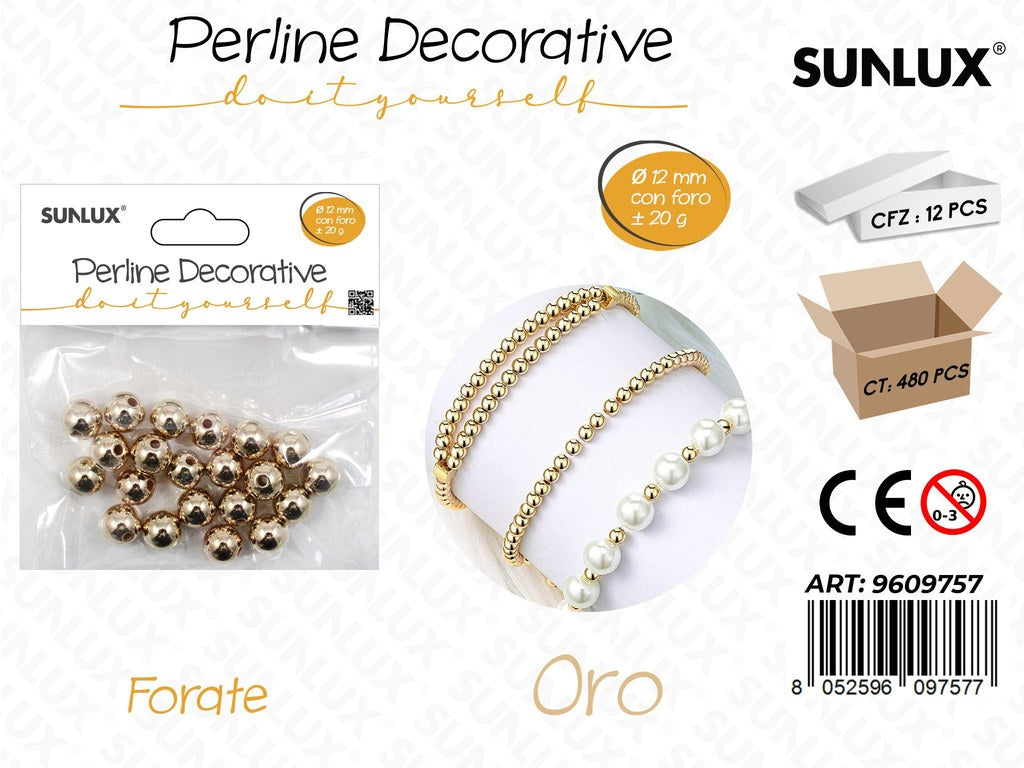 Perline Dec. Forate Oro D.12MM 20G