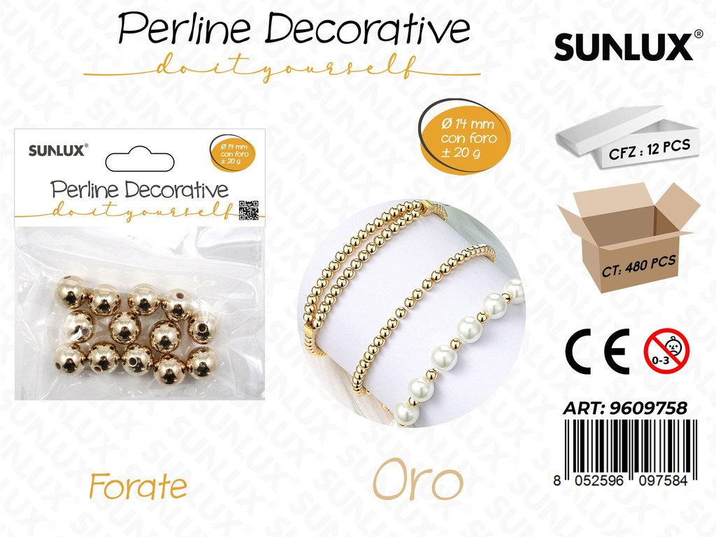 Sunlux Perline Dec. Forate Oro D.14MM 20G
