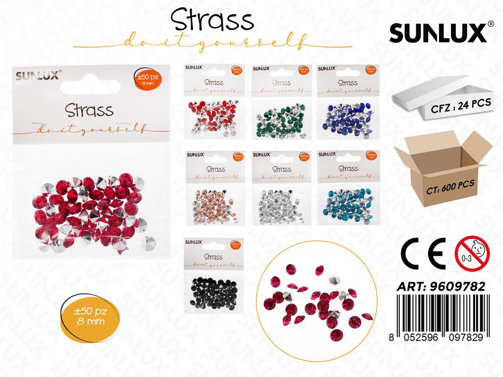 Sunlux Strass Col. 50PCS Ass. 8MM