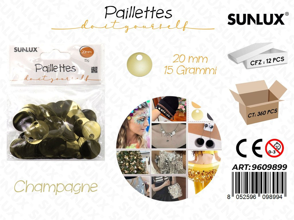 Sunlux Paillettes Champagne Metal 15GR 20MM