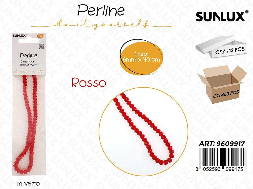 Sunlux Perline in Vetro Rosso 6MM*40CM
