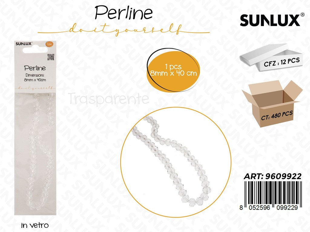 Sunlux Perline in Vetro Trasp. 8MM*40CM