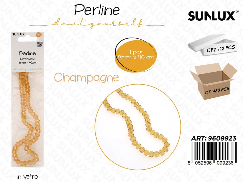 Sunlux Perline in Vetro Champagne 8MM*40CM