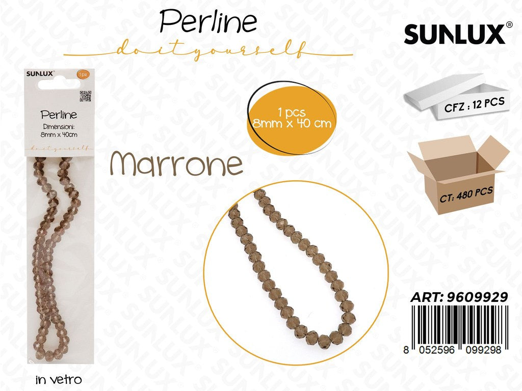 Sunlux Perline in Vetro Marrone 8MM*40CM