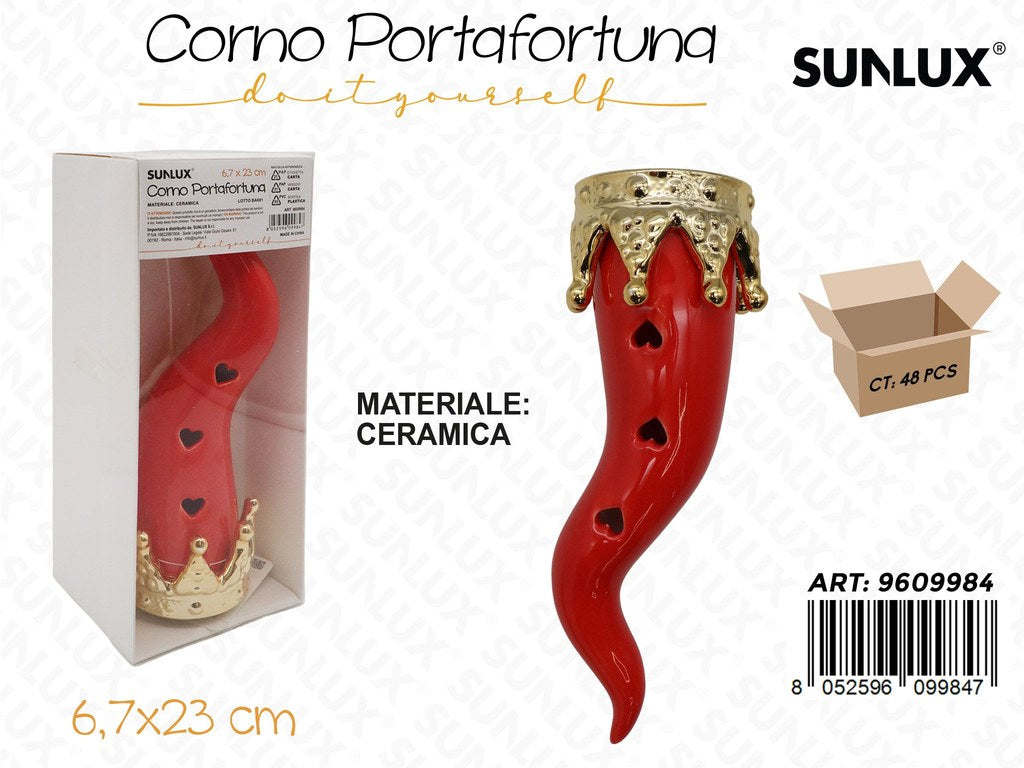 Sunlux Corno Portafortuna Ceramica 6.7*23CM