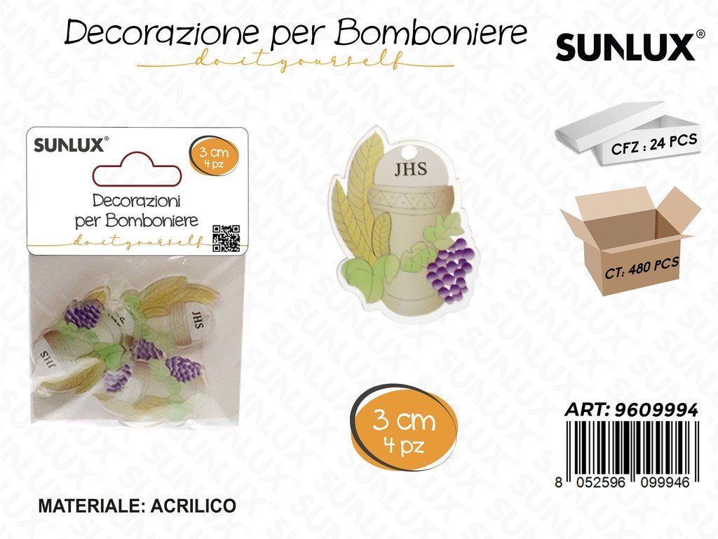 Sunlux Dec. Bomboniere Comunione 4PCS 3CM
