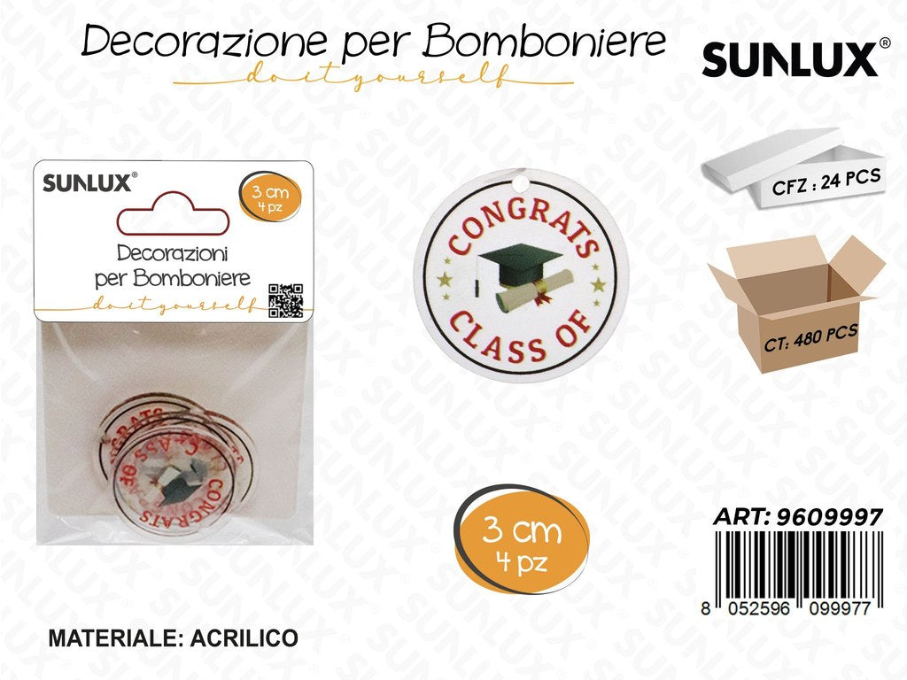 Sunlux Dec. Bomboniere Laurea 4PCS 3CM