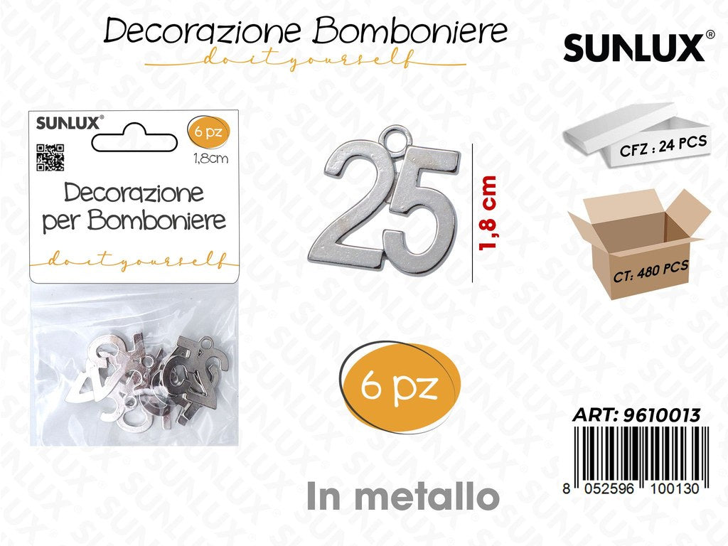 Sunlux Dec. Bomb. 25ANNI Arg. Metallo 1.8CM
