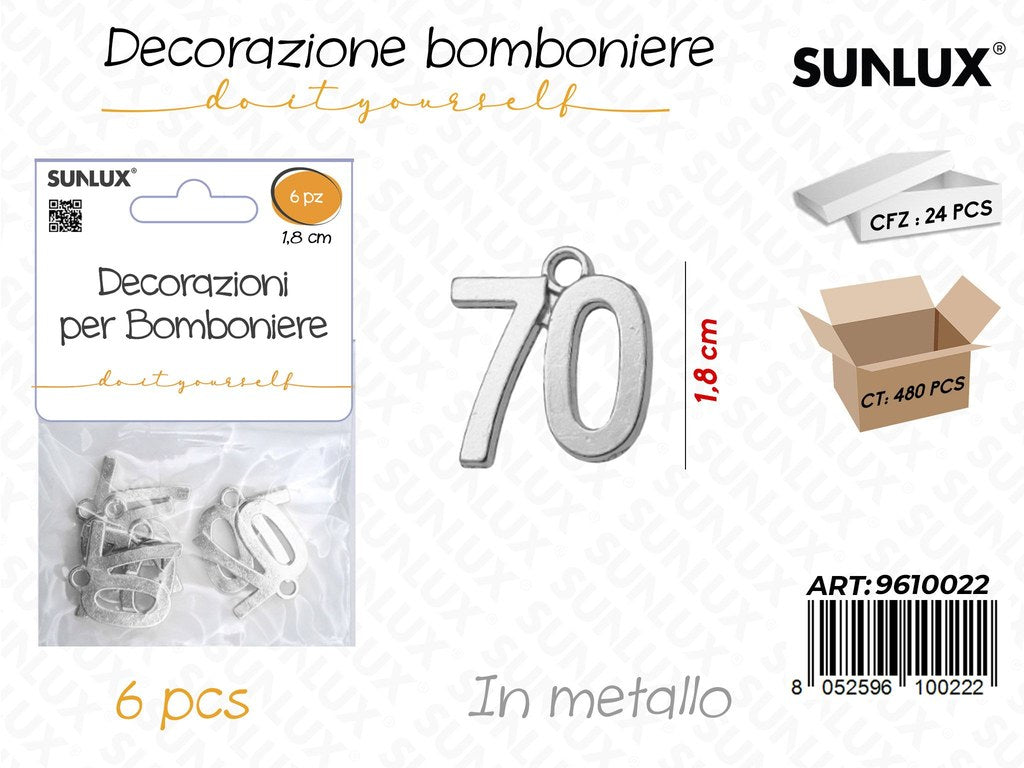 Sunlux Dec. Bomb. 70ANNI Arg. Metallo 1.8CM