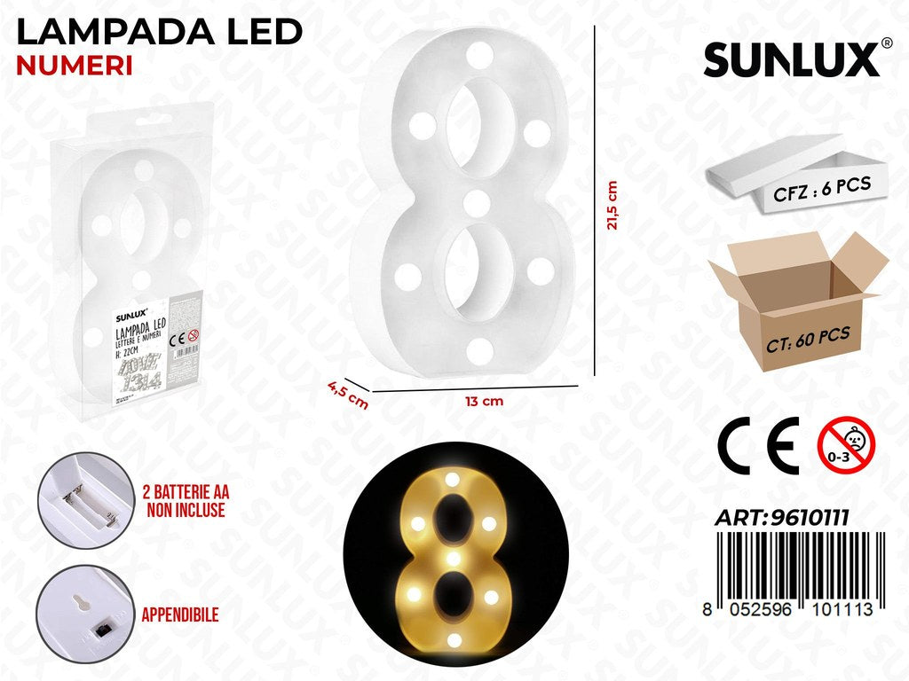 Sunlux Lampada a Led NUM.8 13*21.5*4.5CM