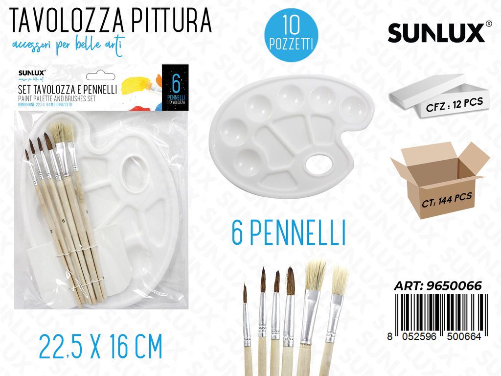 Sunlux Set Tavolozza Pennelli 6PSC 22.5*16CM