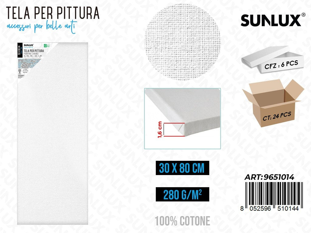 Sunlux Tela per Pittura 30*80CM 16MM 280GR