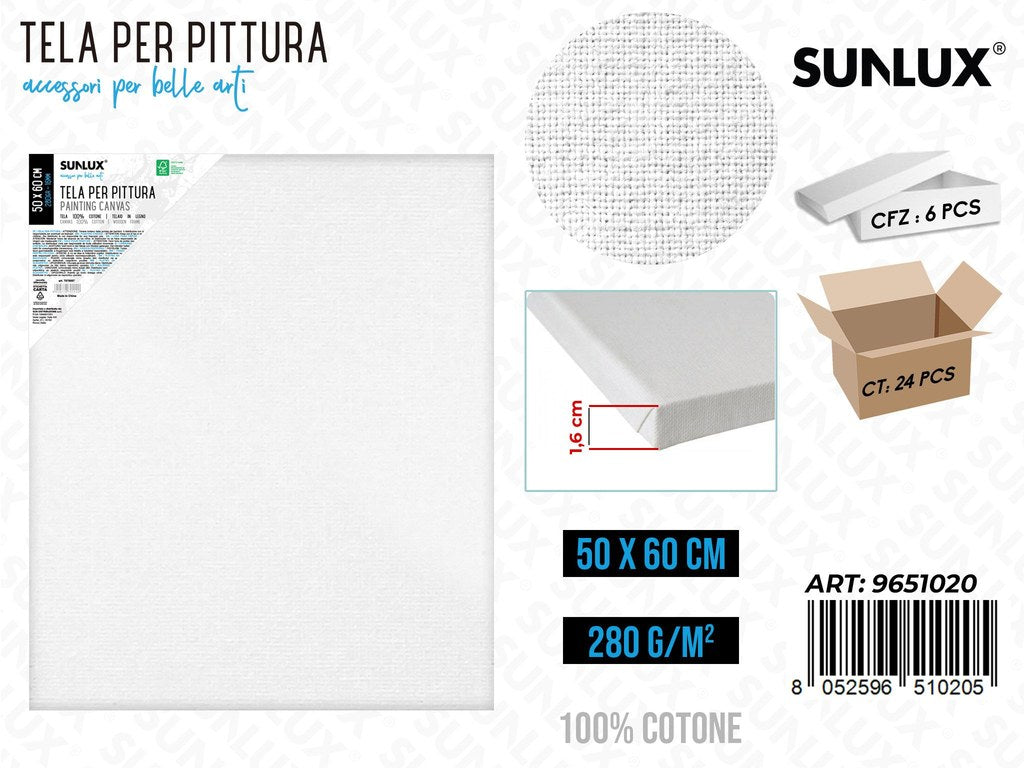 Sunlux Tela per Pittura 50*60CM 16MM 280GR