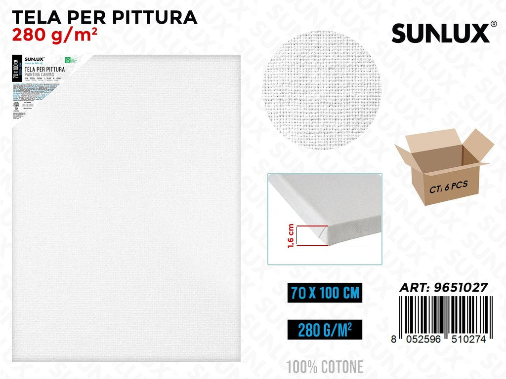 Sunlux Tela per Pittura 70*100CM 16MM 280GR