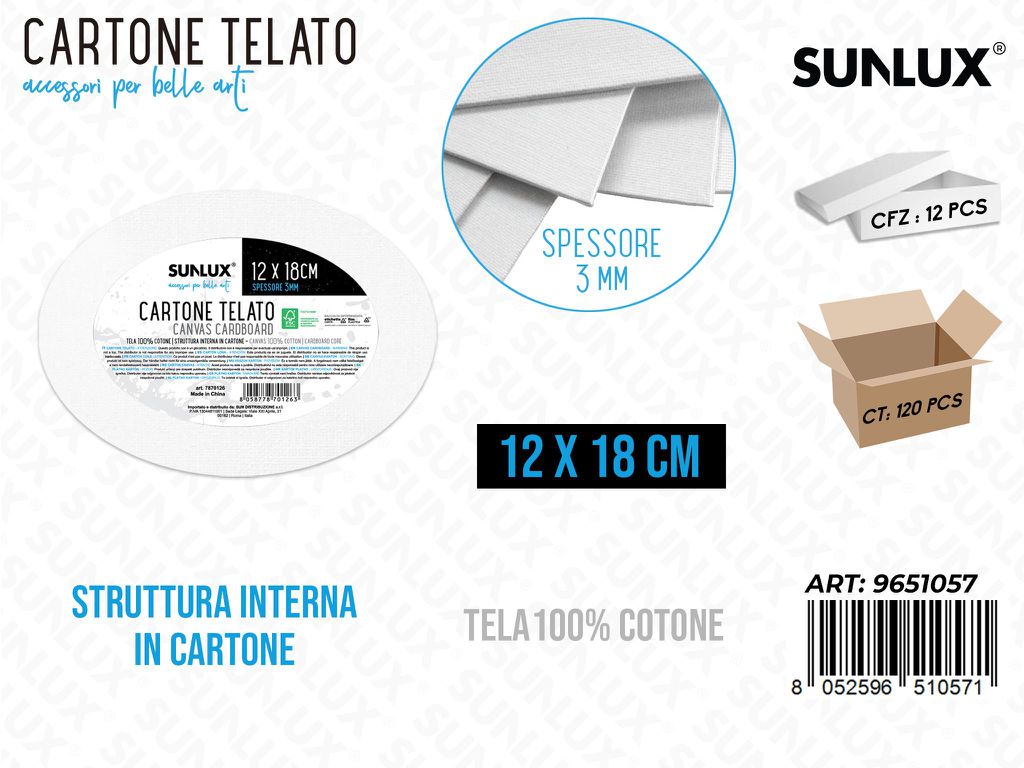 Sunlux Cartone Telato Pittura 12*18CM*3MM