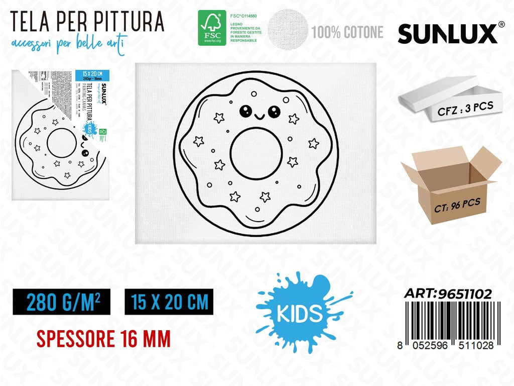 Sunlux Tela per Pittura Kids 15*20CM 16MM 280GR