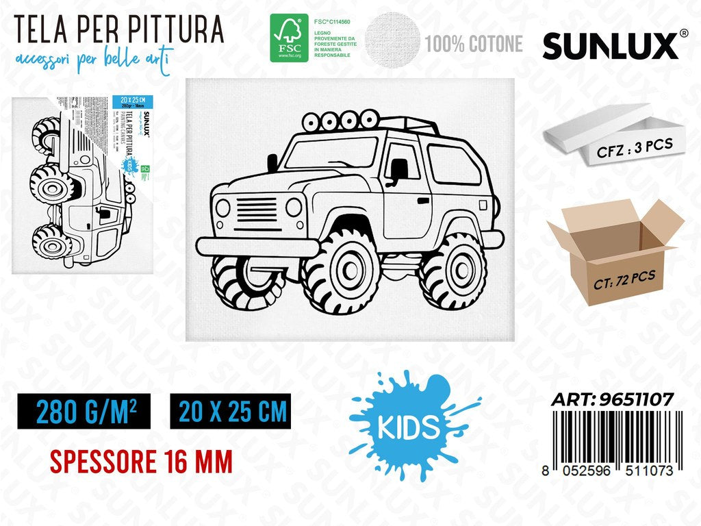 Sunlux Tela per Pittura Kids 20*25CM 16MM 280GR