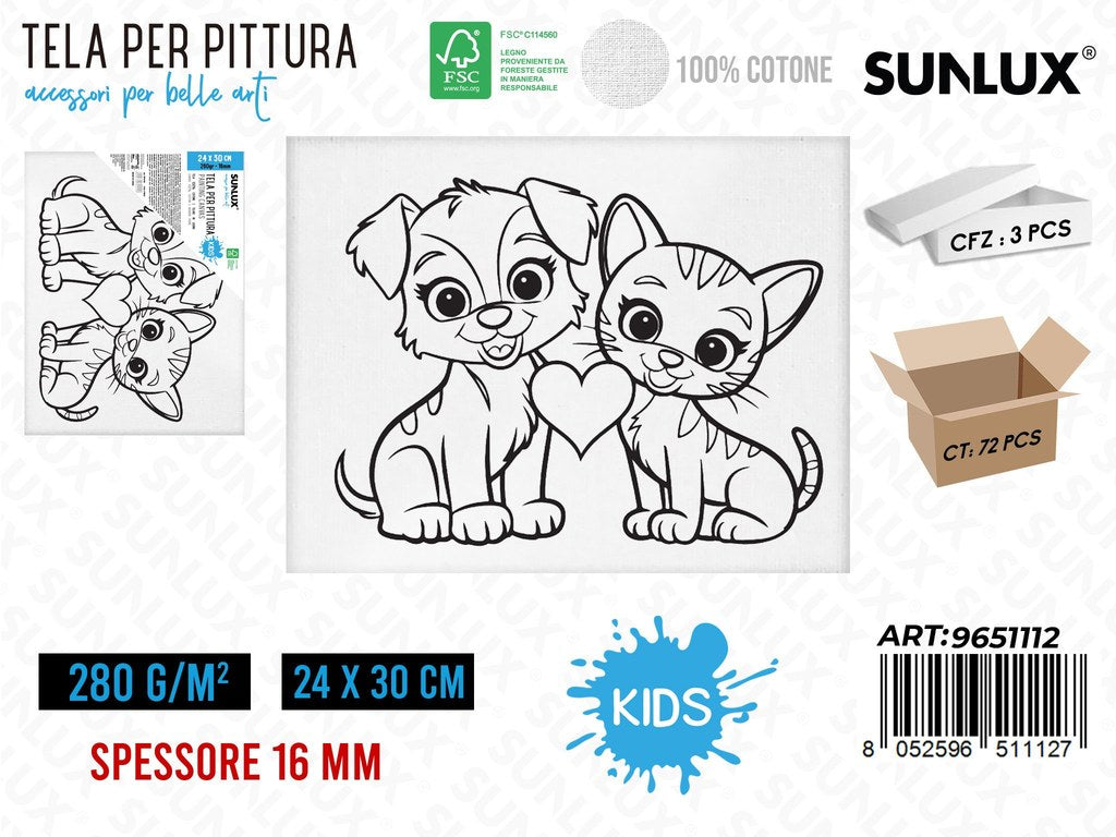 Sunlux Tela per Pittura Kids 24*30CM 16MM 280GR