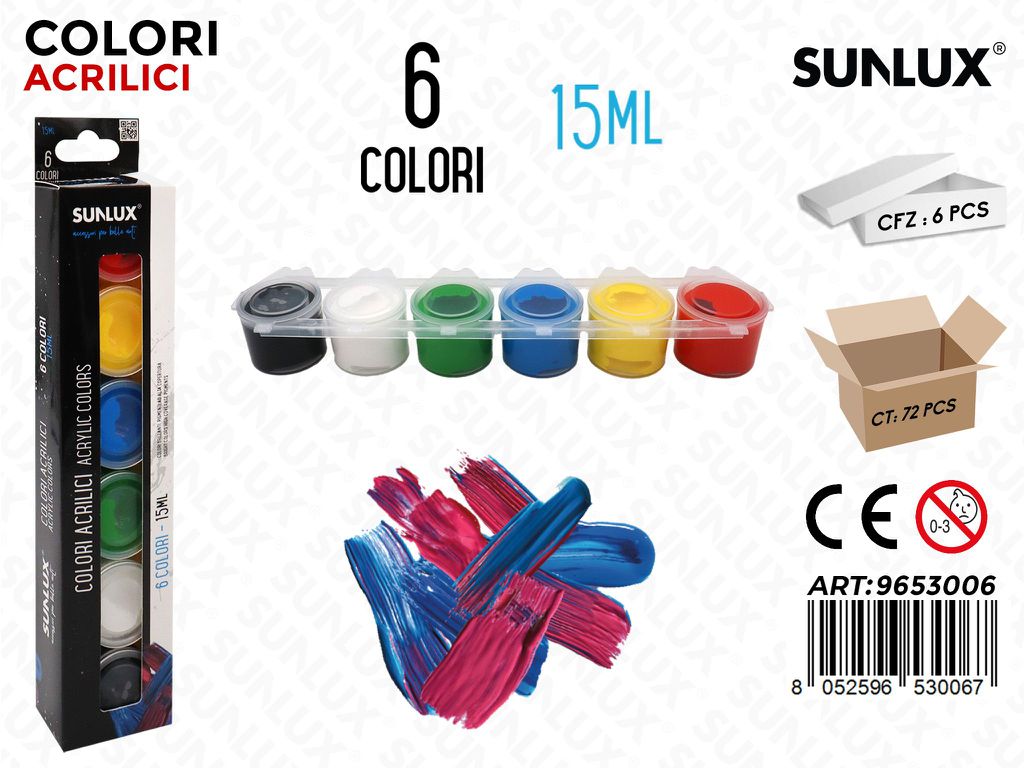 Sunlux Colori Acrilici 6PCS 15ML Ass.