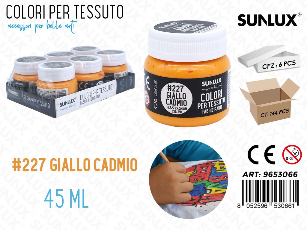 Sunlux Colori per Tessuto 227 Giallo Cadmio 45ML