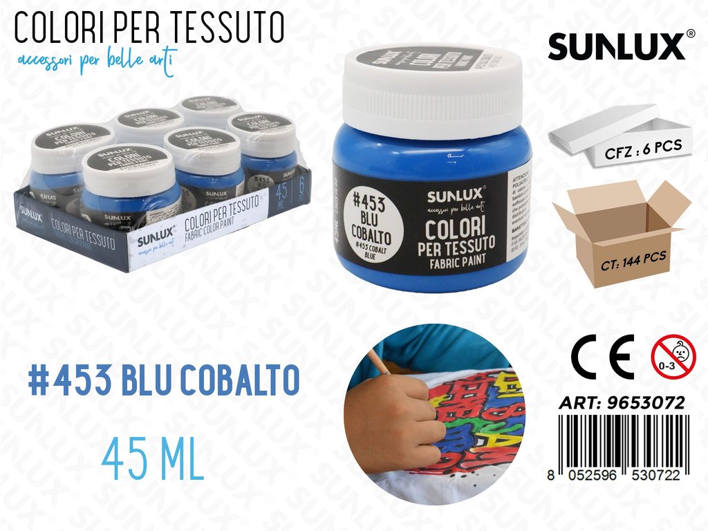 Sunlux Colori per Tessuto 453 Blu Cobalto 45ML