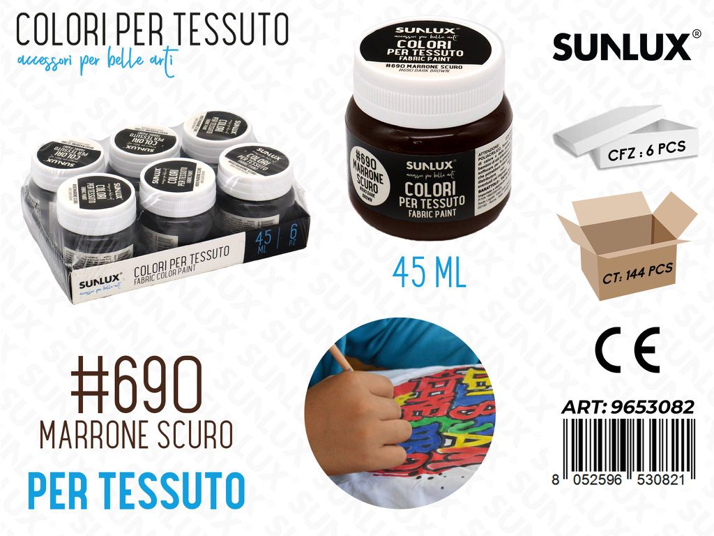 Sunlux Colori per Vetro Tessuto 690 Marrone Scuro 45ML