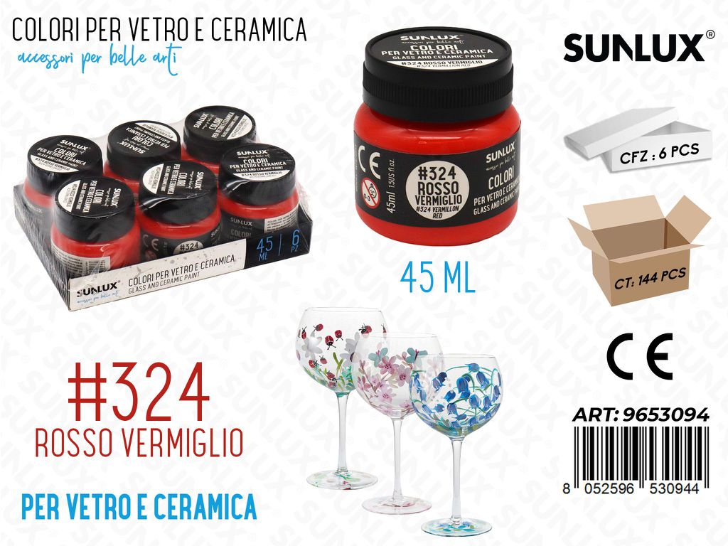 Sunlux Colori Vetro Ceramica 324 Rosso Vermiglio 45ML