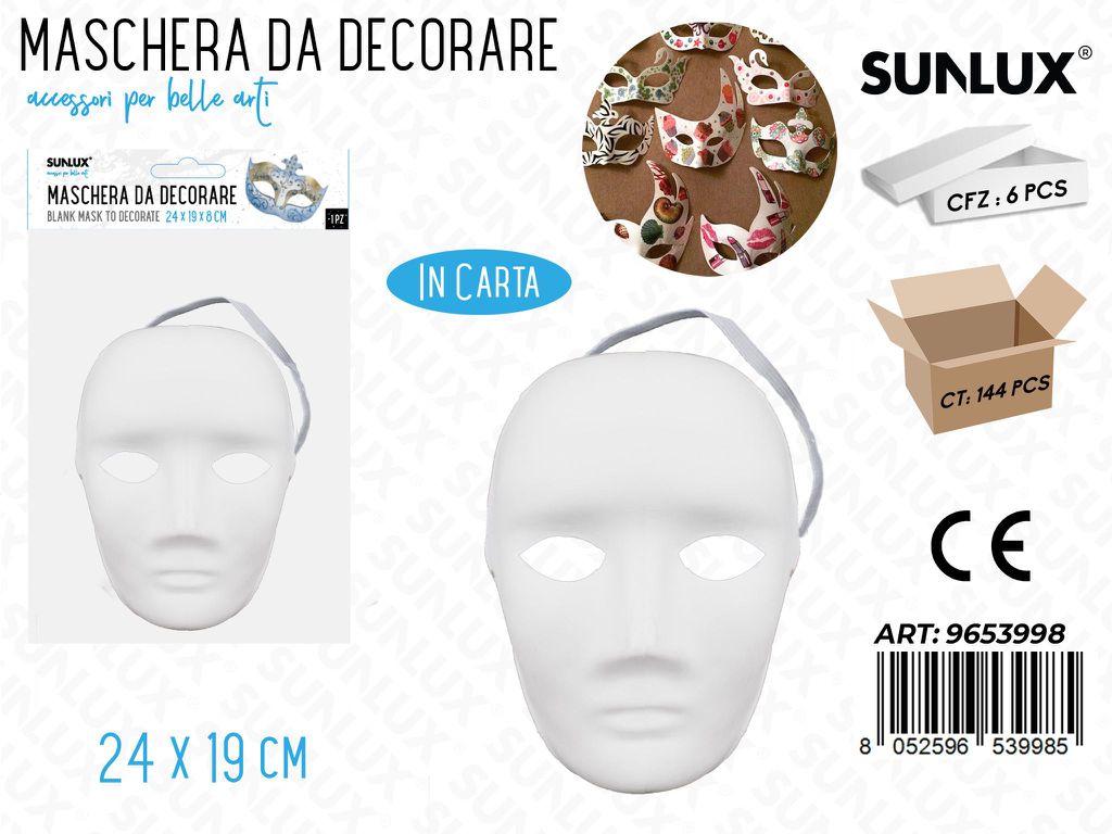 Maschere da Decorare in Carta 24*19CM