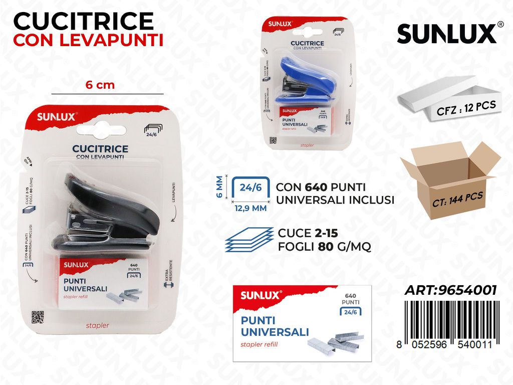 Sunlux Cucitrice c/ Punti Uni. Ass. 6CM